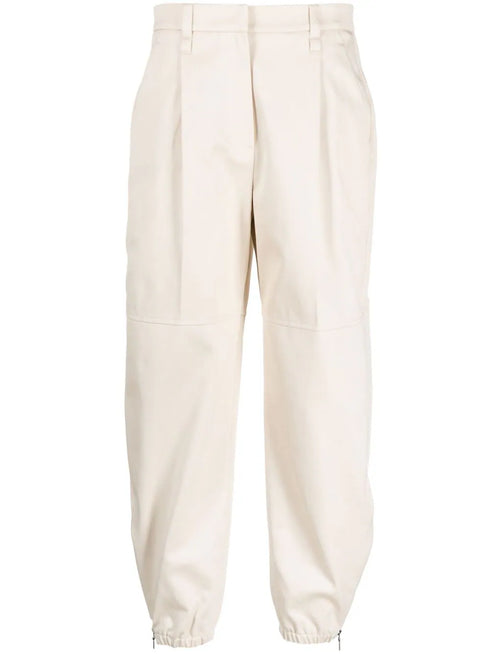 pleat-detailing cotton tapered trousers